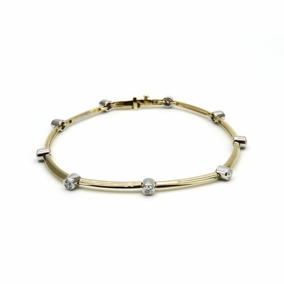 TIFFANY & CO. 18K Yellow Gold Platinum Diamond Bracelet - Picture 1 of 11